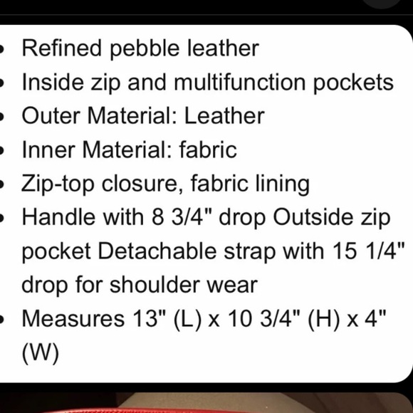 Coach Pebble Leather Elle Hobo Shoulder Bag Bright Red, NWOT. - Picture 2 of 2